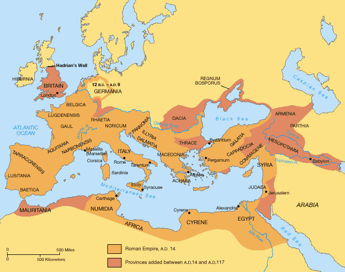 Karta som visar riket från england till östra medelhavet