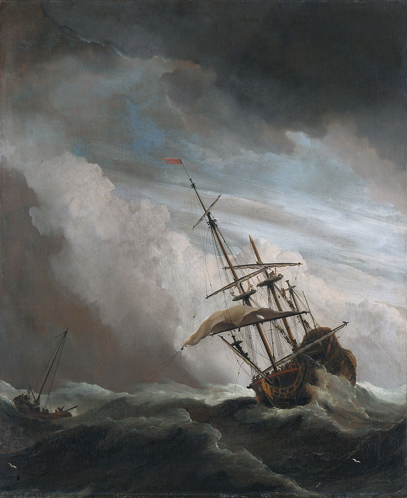 Ett segelfartyg i en storm