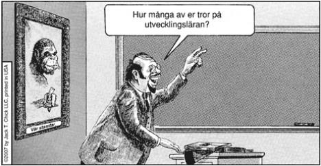 Läraren frågar Hur många av er tror på utvecklingsläran?